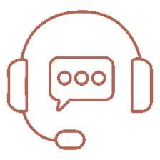 Ikon av en headset med mikrofonsladd och pratbubbla.