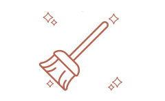 Bortste Borst för städning med glittrande effekter runt omkring.